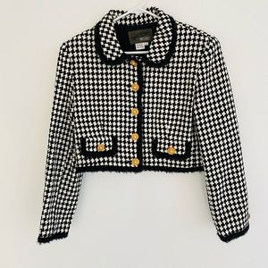 Vintage 80s Rickie Freeman Checkered Suit Jacket 8